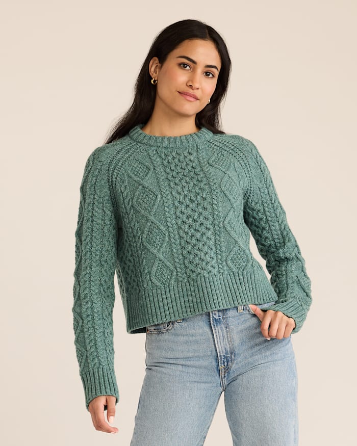 WOMEN'S SHETLAND COLLECTION FISHERMAN SWEATER